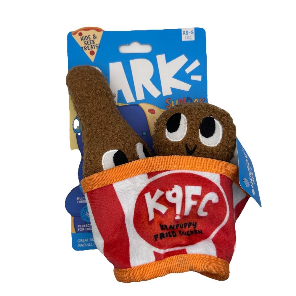 Bark K9FC Kenpuppy Fried Chicken Squeak Toy 3 Pieces Small NEW FUN Dog toy!
